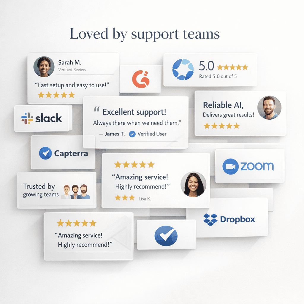 Customer love wall with reviews, ratings, and trust signals